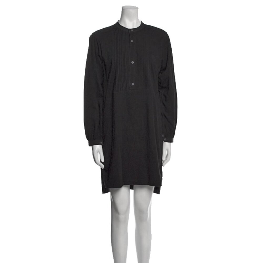 New $450 RRL Ralph Lauren Long Dress! 3 Medium  Black  Pleated Bib  Henley Style